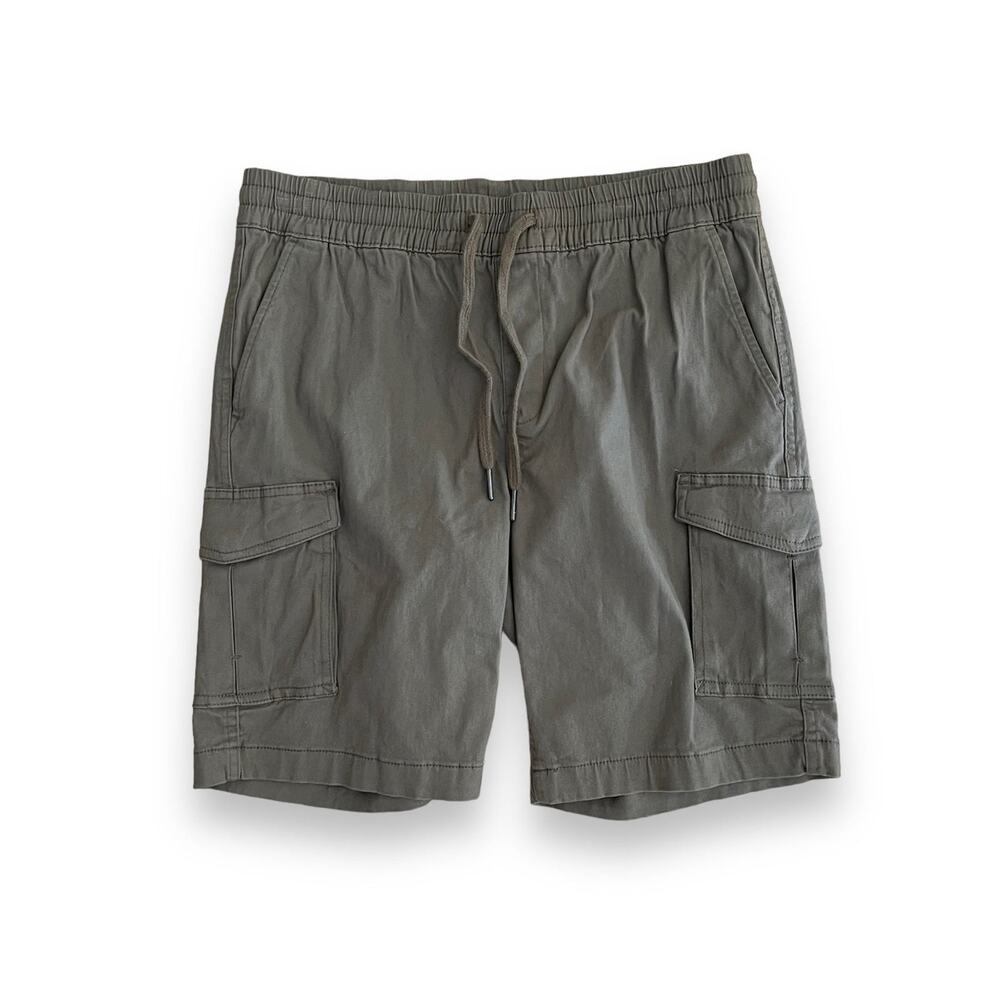 Hedge Men’s Olive Green Cargo Shorts S Elastic Waist Gorpcore Hiking Utility 9"